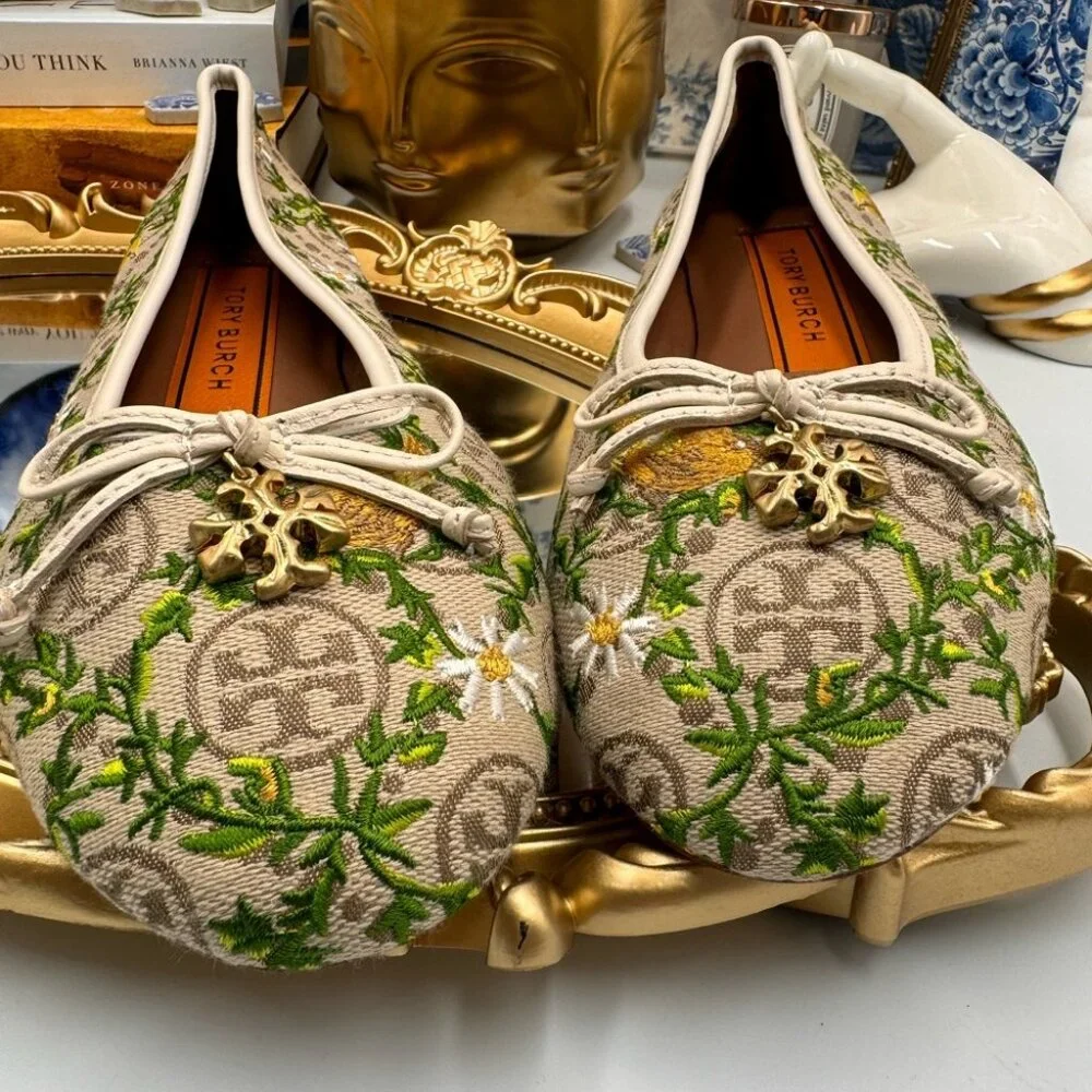 🆕 TORY BURCH 🧿 BNWOB T Monogram Tory Charm Ballet Flat - Size 5.5 - Picture 13 of 14